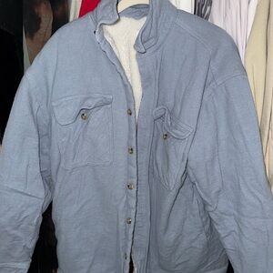 Aritzia Light Blue Teddy Jacket with Cream Interior